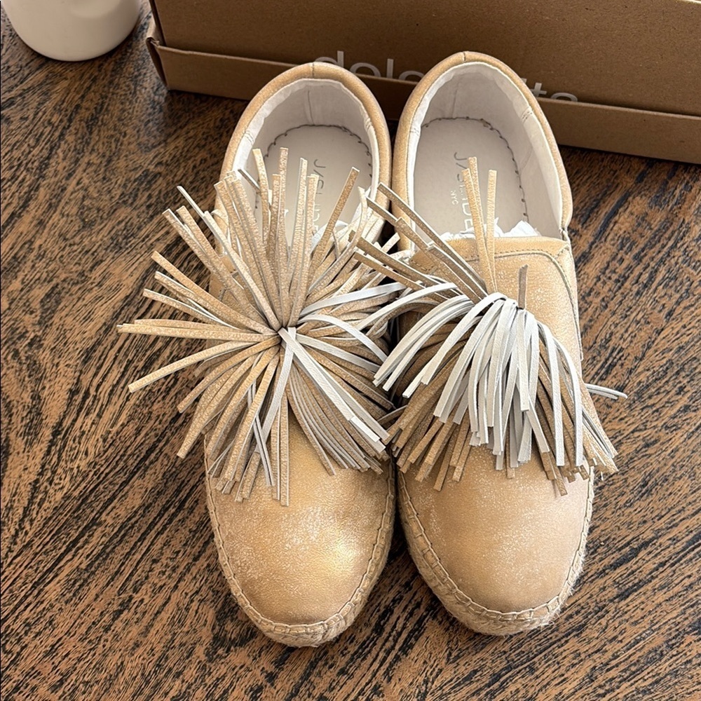 J/SLIDES Metallic Fringe Loafers